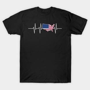 Veteran Heartbeat USA - Pride 4th July Gift T-Shirt